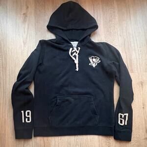Old Time Hockey Newberry Collection Penguins Pittsburg Black Hoodie Sz Large
